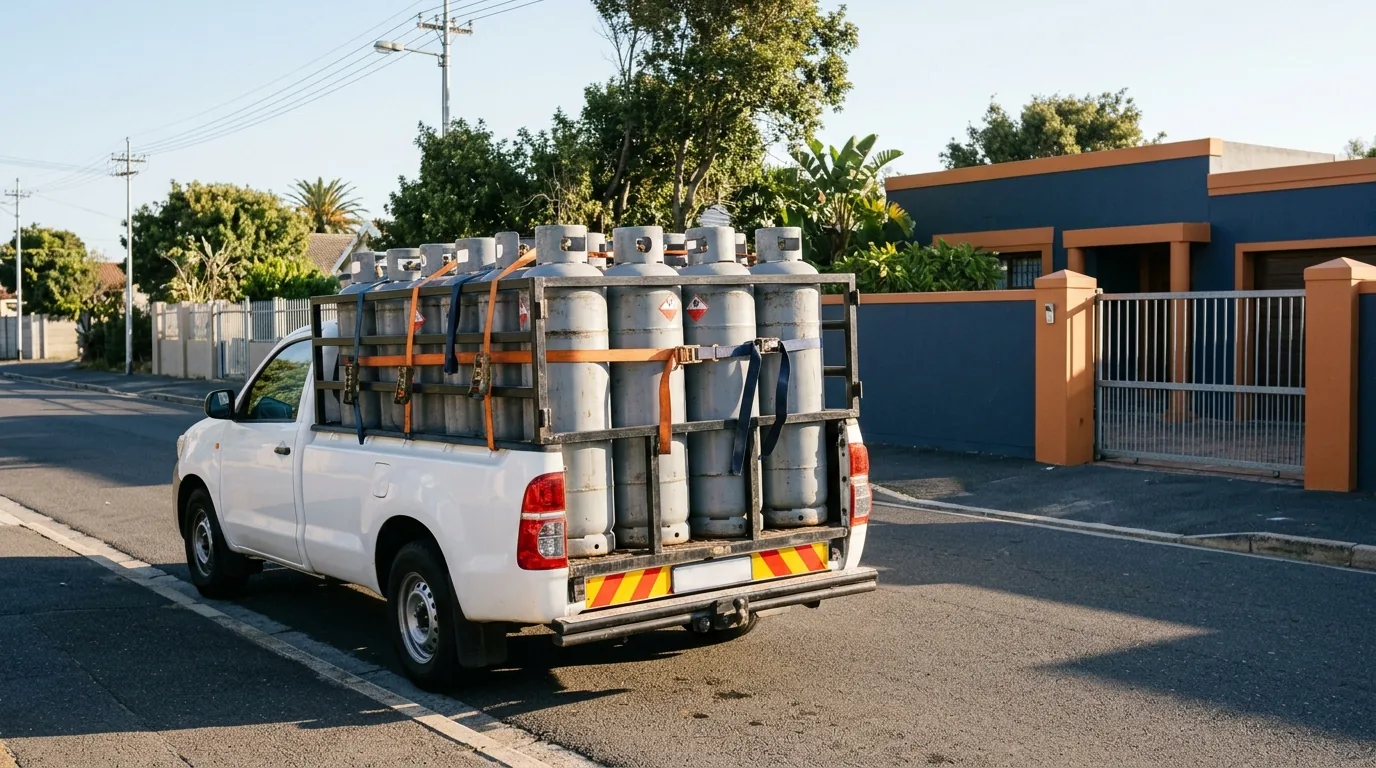 Delivery bakkie loaded with gas cylinders